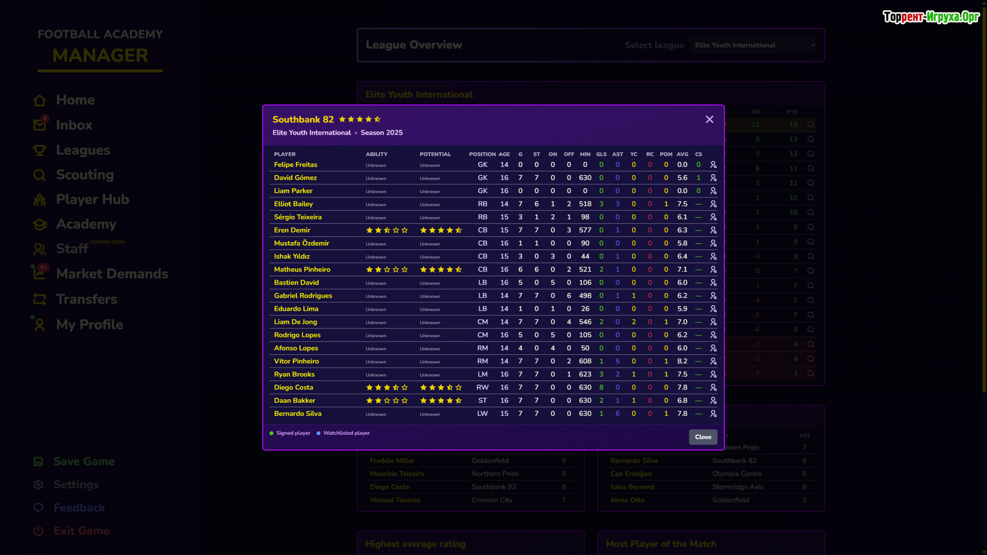Скриншот из Football Academy Manager
